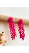 Floral Tassel Hot Pink Handmade Earrings for Women