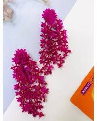 Floral Tassel Hot Pink Handmade Earrings for Women