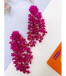 Floral Tassel Hot Pink Handmade Earrings for Women