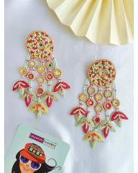 Buy Online Crunchy Fashion Earring Jewelry Gold-Plated Multicolor Hoop Jhumka Earrings RAE1699 Jewellery RAE1699