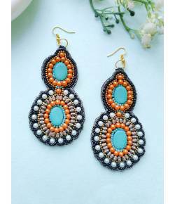 Beaded Bliss: Multicolored Handmade Tribal Earrings for Stylish Women