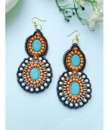 Beaded Bliss: Multicolored Handmade Tribal Earrings for Stylish Women