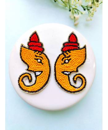 Bappa Earrings- Handmade Beaded Ganpati Earrings for Festivities