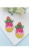 Pink Pineapple Beaded Earrings for Women and Girls