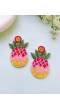 Pink Pineapple Beaded Earrings for Women and Girls