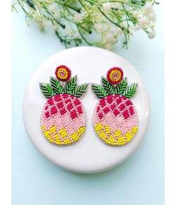 Pink Pineapple Beaded Earrings for Women and Girls