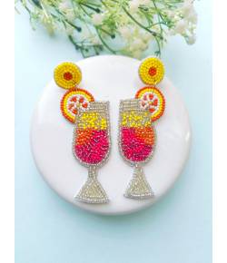 Pineaple Punch Cocktails Handmade Beaded Earrings for Women