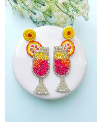 Pineaple Punch Cocktails Handmade Beaded Earrings for Women