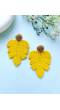 Yellow Leafy Handmade Beaded Earrings for Women,Girls