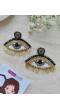 Black-Gold Evil Eye Handmade Beaded Dangling Earrings for Women,Girls