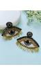 Black-Gold Evil Eye Handmade Beaded Dangling Earrings for Women,Girls