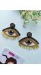 Black-Gold Evil Eye Handmade Beaded Dangling Earrings for Women,Girls