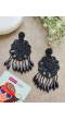 Black Beaded Flower Earrings for a girls, Women