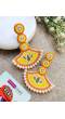 Yellow-Orange Handmade Beaded Earrings for Women and Girls