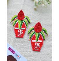 Beautiful Red Kalash Handmade Beaded Danglers for Women