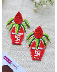 Buy Online Crunchy Fashion Earring Jewelry Lehar Danglers- Red Ethnic Party Wear Earrings for Women & Girls Drops & Danglers RAE2443