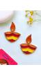 Daily Elegance Orange Beaded Handmade Diya Studs for Women and Girls