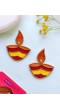 Daily Elegance Orange Beaded Handmade Diya Studs for Women and Girls