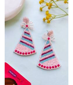 Festive Radiance: Multicolor Beaded Handmade Drop Earrings for Women and Girls