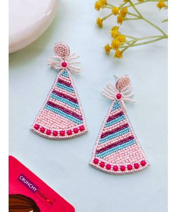 Festive Radiance: Multicolor Beaded Handmade Drop Earrings for Women and Girls