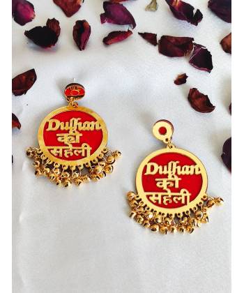 Dulhan Ki Saheli Red Earrings for Haldi & mehndi