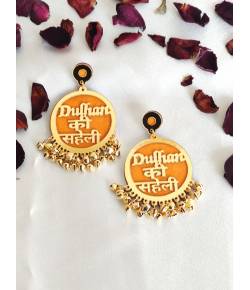 Dulhan Ki Saheli Yellow Earrings for Women and Girls