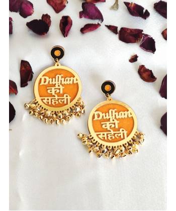 Dulhan Ki Saheli Yellow Earrings for Women and Girls