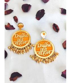 Yellow 'Dulhe Ki Behen' Dangler Earrings for Women and Girls