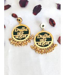 Dulhe Ki Behen' Green Drop Earrings for Women & Girls