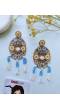 Yellow-Sky-Blue Handmade Beaded Indian Earrings for Haldi Mehndi