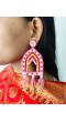 Pink-Gold Beaded Handmade Earrings - Perfect for Weddings & haldi Mehndi