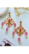 Pink and Yellow Handmade Beaded Long Earrings for Women