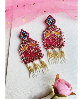 Dulhan ki Maasi- Vibrant Pink Handmade Earrings for Haldi Mehndi