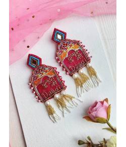 Dulhan ki Daadi- Vibrant Pink Handmade Earrings for Haldi Mehndi