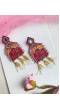 Dulhan ki Naani- Vibrant Pink Beaded Earrings for Haldi Mehndi