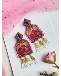 Buy Online Royal Bling Earring Jewelry Gold Plated Handcrafted Enamel Red Meenakari Hoop Earrings RAE1341 Jewellery RAE1341