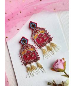 Dulhan ki Maami- Vibrant Pink Beaded Earrings for Haldi Mehndi