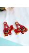 Red Elephant Motif Handmade Beaded Earrings for Women, Girls