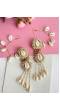 Sea Shell Long Earrings with Ear-Chains for Haldi Mehndi