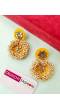 Yellow Handmade Pearl & KUndan Earrings for Haldi