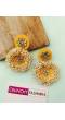 Yellow Handmade Pearl & KUndan Earrings for Haldi