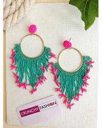 Buy Online  Earring Jewelry Green Beaded Handmade Earrings for Women and Girls Drops & Danglers CFE2043