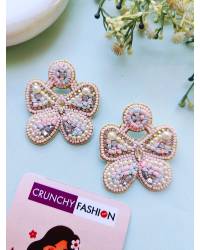 Buy Online Crunchy Fashion Earring Jewelry Elegant Bride's Floral Handmade Jewelry Set for Wedding and Haldi Occasions Handmade Beaded Jewellery CFFS001