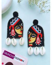 Buy Online Royal Bling Earring Jewelry Crunchy Fashion Oxidized Silver Pota Black Pota Stone Dangler Earrings RAE2271 Drops & Danglers RAE2271