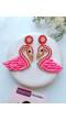 Pink Flamingo Beaded Earrings for Women & Girls