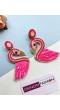 Pink Flamingo Beaded Earrings for Women & Girls