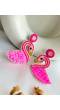 Pink Flamingo Beaded Earrings for Women & Girls