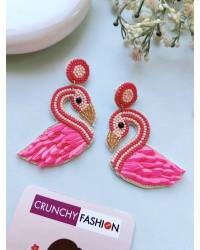 Pink Flamingo Beaded Earrings for Women & Girls