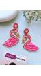 Pink Flamingo Beaded Earrings for Women & Girls
