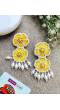Handmade Yellow Blossom Beaded Earrings for Women, Girls
